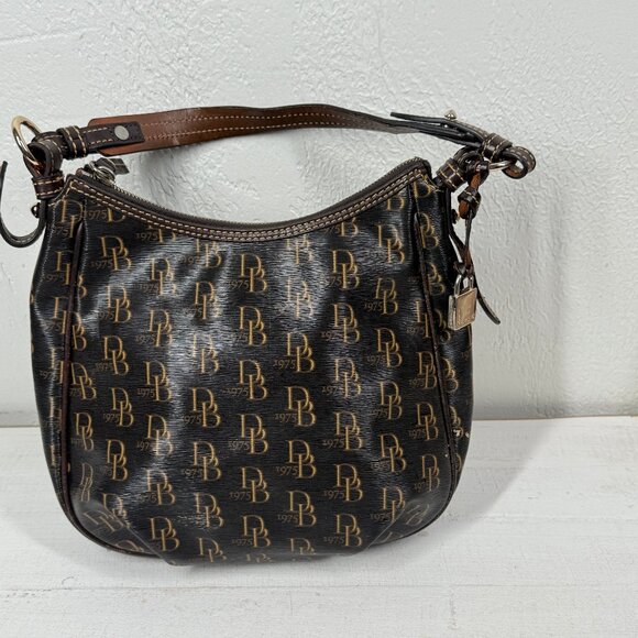 Dooney & Bourke Margot Signature 1975 Canvas Leather Crossbody Shoulder Bag - Picture 1 of 14